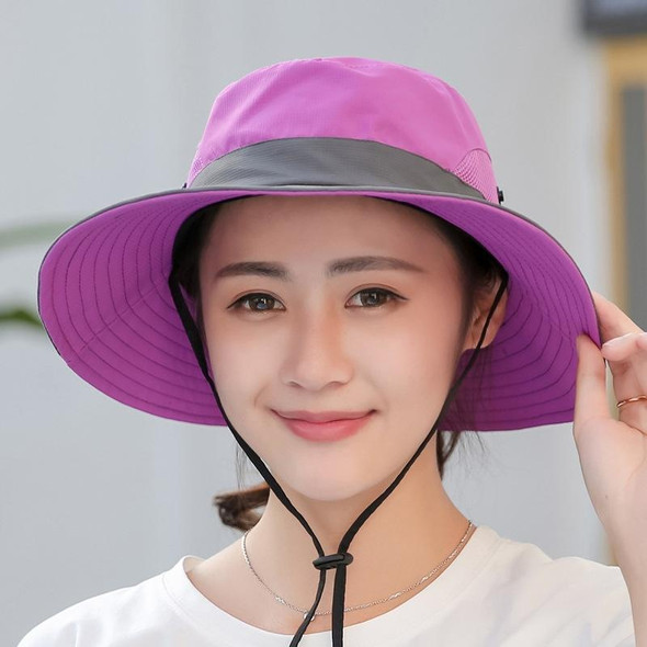 9002 Summer Women Outdoor Sun Hats Fisherman Hat With Ponytail Hole(Two-color Adult Purple)