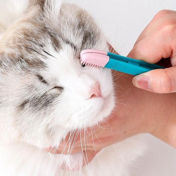 3 PCS Cat Eye Brush Pet Eye Cleaner Cat Hair Knot Brush(All Blue)