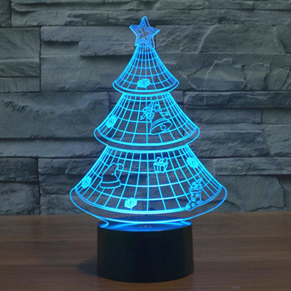 Christmas Tree Style 3D Touch Switch Control LED Light , 7 Color Discoloration Creative Visual Stereo Lamp Desk Lamp Night Light