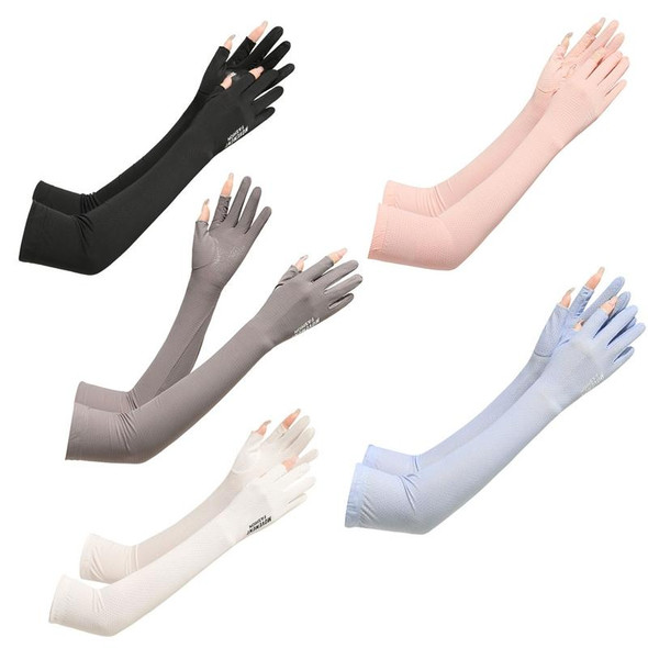 1 Pair Summer Icy Sleeves Driving Sunscreen Arm Guards Anti-UV Ice Silk Gloves, Size: One Code(Blue)