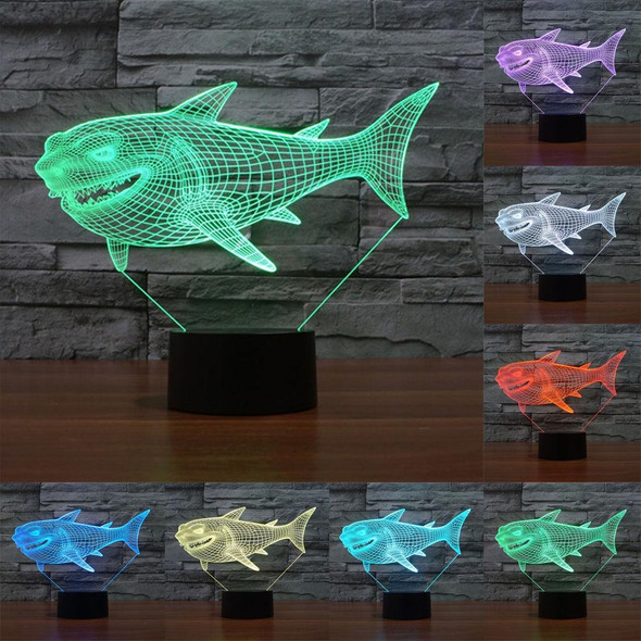 Side Face Shark Style 3D Touch Switch Control LED Light , 7 Color Discoloration Creative Visual Stereo Lamp Desk Lamp Night Light
