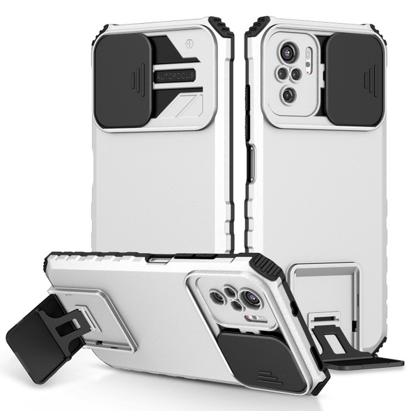 Xiaomi Redmi Note 10 4G Stereoscopic Holder Sliding Camshield Phone Case(White)