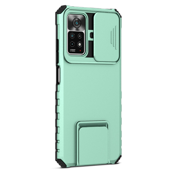 Xiaomi Redmi Note 10 Pro Global Stereoscopic Holder Sliding Camshield Phone Case(Light Blue)