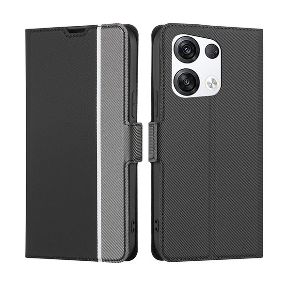 OPPO Reno 8 Pro+ 5G Twill Texture Side Button Leather Phone Case(Black)