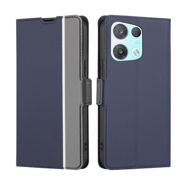 OPPO Reno 8 Pro 5G Twill Texture Side Button Leather Phone Case(Blue)
