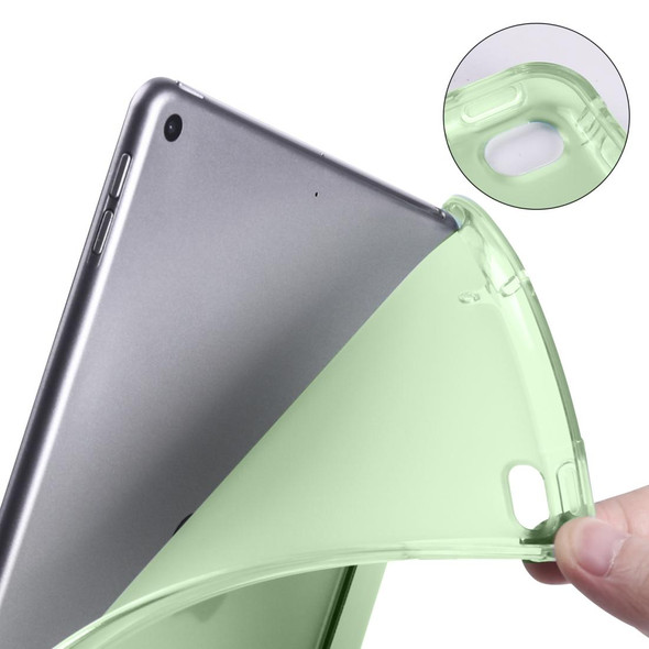 iPad Mini 5 / Mini 4 3-folding Horizontal Flip PU Leather + Shockproof TPU Case with Holder & Pen Slot(Matcha Green)