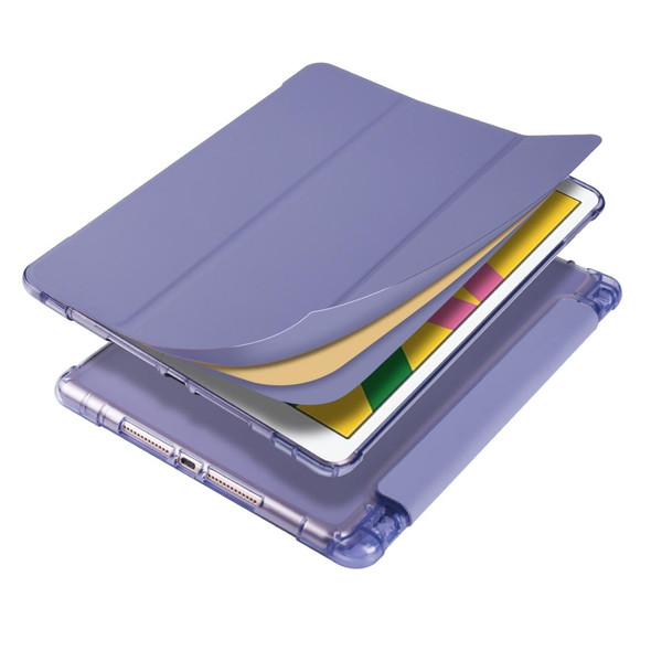 iPad 10.2 2021 / 2020 / 2019 3-folding Horizontal Flip PU Leather + Shockproof TPU Case with Holder & Pen Slot(Lavender Purple)