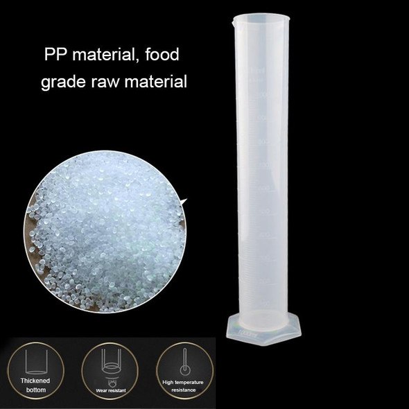 1000mL PP Plastic Spout Graduation Measuring Cylinder with Hexagonal Base (Transparent)