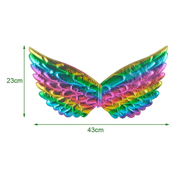 3 PCS Children Prom Dress Up Wings Elf Colorful Wings Party Costume Props(Deep Rainbow)