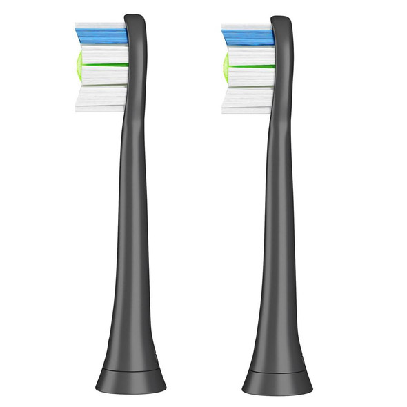 2 PCS Toothbrush Head - Philips HX3/HX6/HX9 Series(Diamond Bright Black)