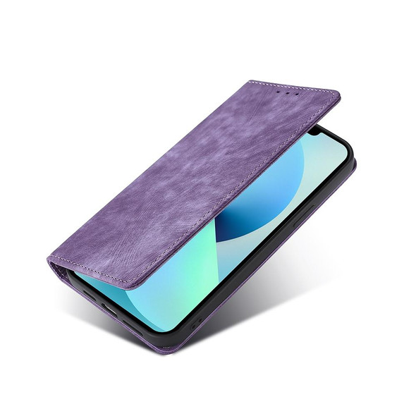 ZTE Blabe V30 RFID Anti-theft Brush Magnetic Leather Phone Case(Purple)