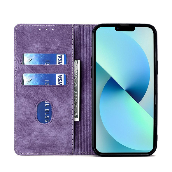 ZTE Blabe V30 RFID Anti-theft Brush Magnetic Leather Phone Case(Purple)