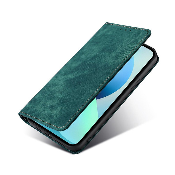 OPPO Find X5 RFID Anti-theft Brush Magnetic Leather Phone Case(Green)