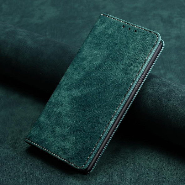 OPPO Reno6 Pro RFID Anti-theft Brush Magnetic Leather Phone Case(Green)