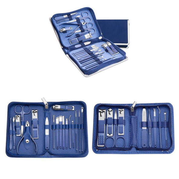 Stainless Steel Nail Clipper Nail Art Tool Set, Color: 26 PCS/Set (Blue)