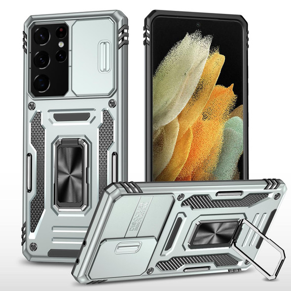Samsung Galaxy S21 Ultra 5G Armor PC + TPU Camera Shield Phone Case(Grey)