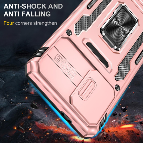 Samsung Galaxy S21 5G Armor PC + TPU Camera Shield Phone Case(Rose Gold)