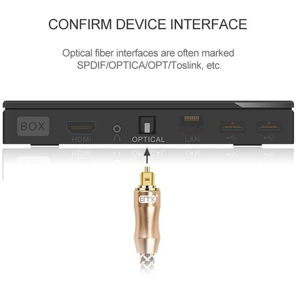 20m EMK OD6.0mm Gold-plated TV Digital Audio Optical Fiber Connecting Cable
