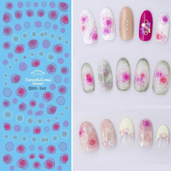 DS358-366 5 PCS 9 Patterns DIY Design Beauty Water Transfer Harajuku Nails Art Sticker Nail Art Decoration Accessories, Random Color Delivery, Without Nails