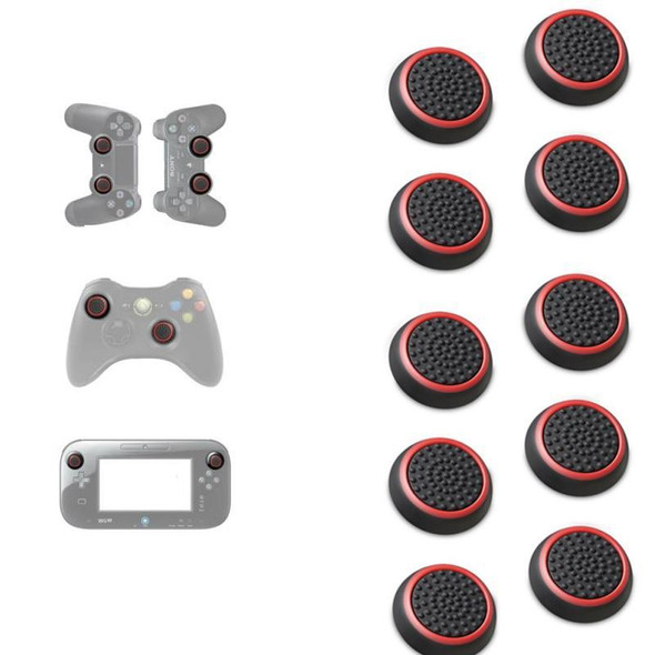 10 PCS Gamepad Silicone Luminous Button Cap Rocker Cap - PS5/PS4/PS3/ONE/360/PRO/series X/S(Black Red Circle)