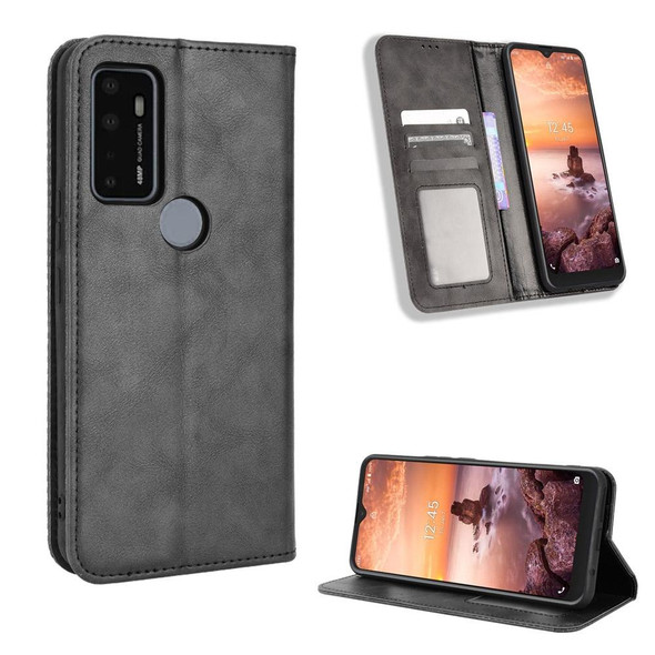 AT&T Fusion 5G Magnetic Buckle Retro Texture Leatherette Phone Case(Black)