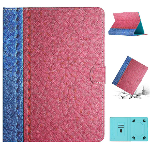 8 inch Tablet Stitching Solid Color Leatherette Tablet Case(Rose Red)