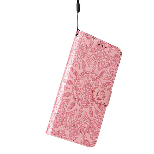 Embossed Sunflower Leatherette Phone Case - iPhone 14 Pro Max(Pink)