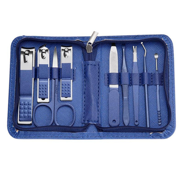 Stainless Steel Nail Clipper Nail Art Tool Set, Color: 9 PCS/Set (Blue)