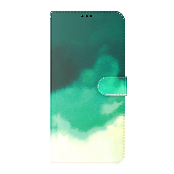 Tecno Camon 19 Watercolor Pattern Horizontal Flip Leather Phone Case(Cyan Green)