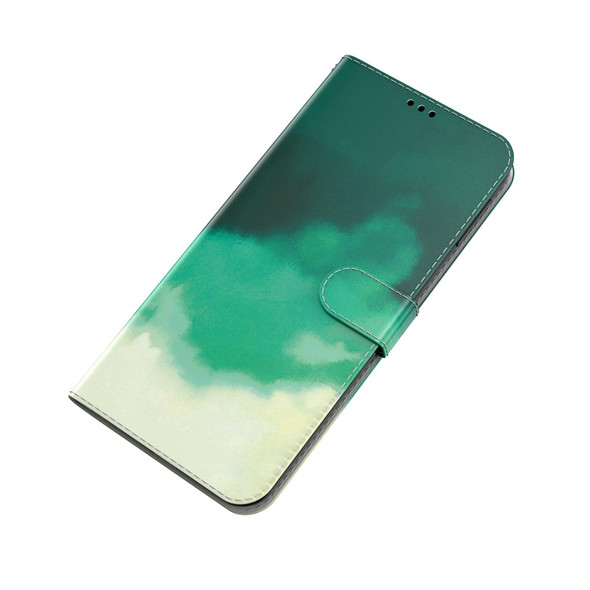 Tecno Camon 19 Watercolor Pattern Horizontal Flip Leather Phone Case(Cyan Green)