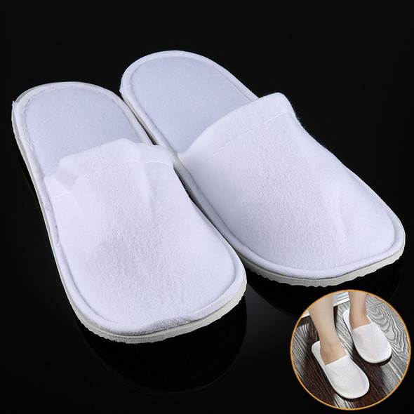 10 Pairs Hotel Supplies Portable Disposable Travel Slippers, Length: 26cm(White)