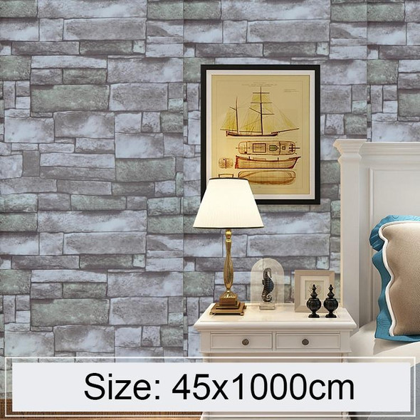 Qingshi Creative 3D Stone Brick Decoration Wallpaper Stickers Bedroom Living Room Wall Waterproof Wallpaper Roll, Size: 45 x 1000cm