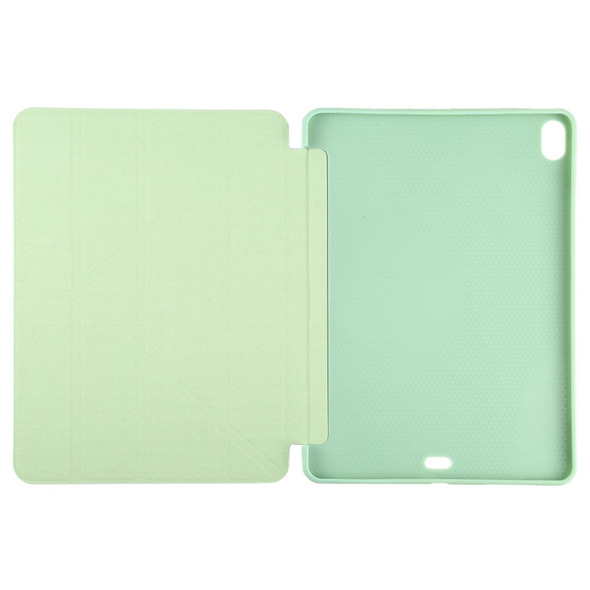 Millet Texture PU+ Silicone Full Coverage Leather Case with Multi-folding Holder for iPad Air (2020) 10.9 inch (Green)