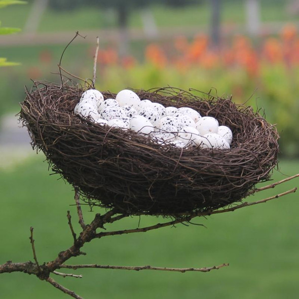 8cm Simulation Bird Nest + 1 PCS Bird Egg Holiday Decoration