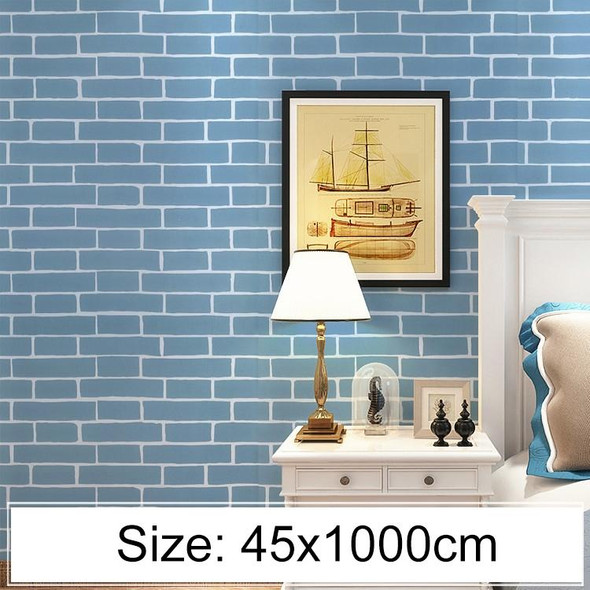 Creative PVC Autohesion Brick Decoration Wallpaper Stickers Bedroom Living Room Wall Waterproof Wallpaper Roll, Size: 45 x 1000cm(Blue)