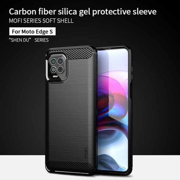 Motorola Moto Edge S MOFI Gentleness Series Brushed Texture Carbon Fiber Soft TPU Case(Gray)