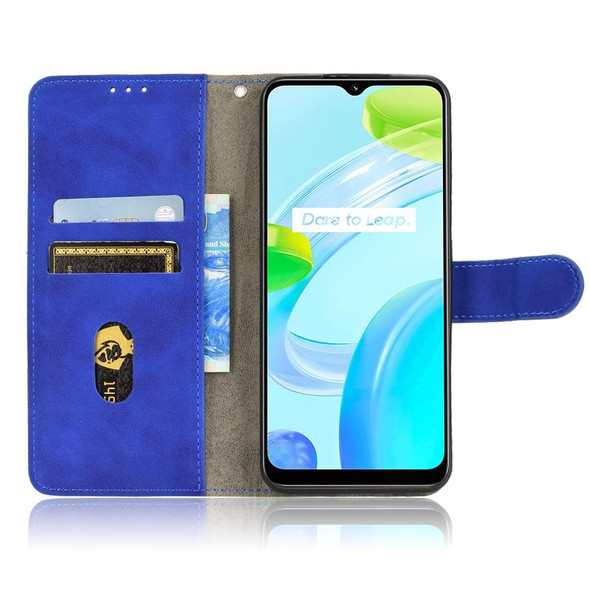 Realme C30 Skin Feel Magnetic Flip Leather Phone Case(Blue)