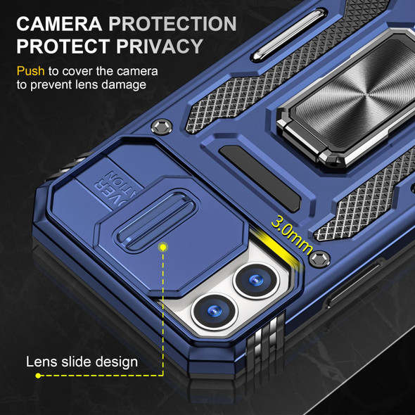 Armor PC + TPU Camera Shield Phone Case - iPhone 12(Navy Blue)