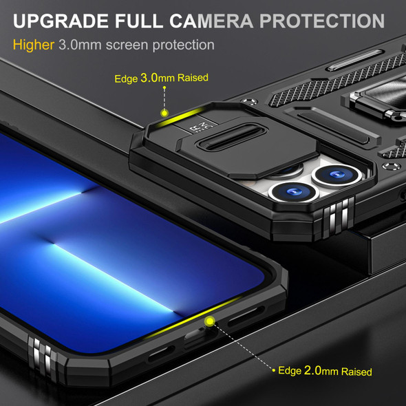 Armor PC + TPU Camera Shield Phone Case - iPhone 13 Pro Max(Black)