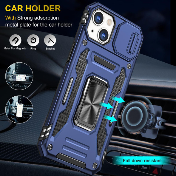 Armor PC + TPU Camera Shield Phone Case - iPhone 13(Navy Blue)
