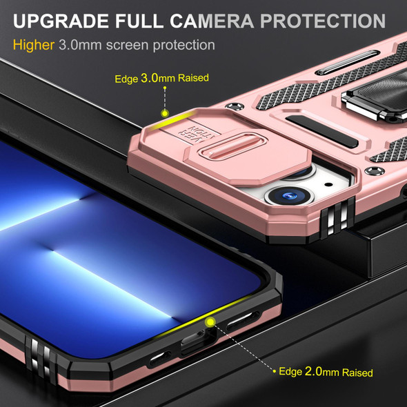 Armor PC + TPU Camera Shield Phone Case - iPhone 13(Rose Gold)