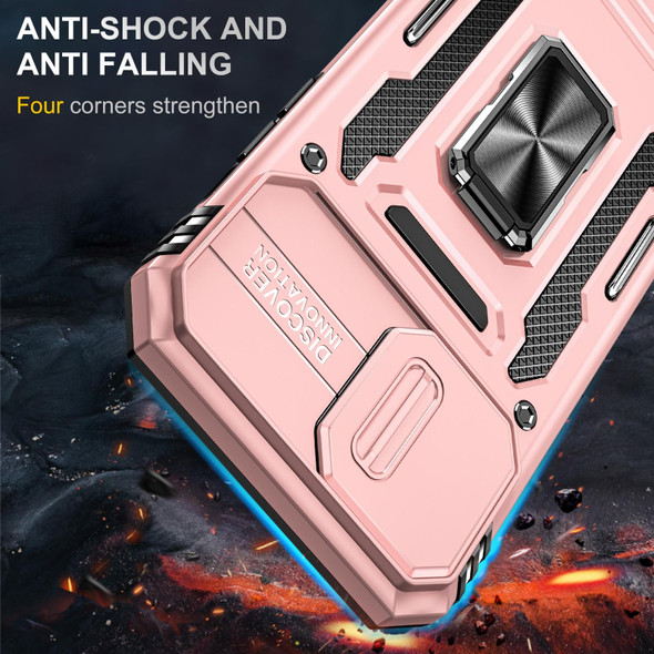 Armor PC + TPU Camera Shield Phone Case - iPhone 13 Pro(Rose Gold)
