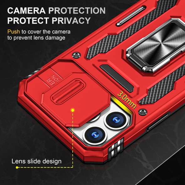 Armor PC + TPU Camera Shield Phone Case - iPhone 13 Pro Max(Red)