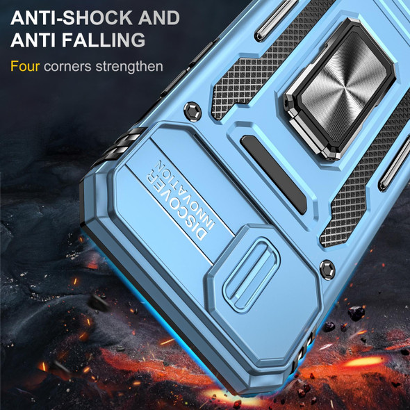 Armor PC + TPU Camera Shield Phone Case - iPhone 14(Light Blue)