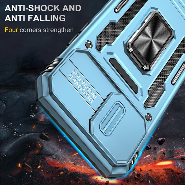 Armor PC + TPU Camera Shield Phone Case - iPhone 13 Pro Max(Light Blue)