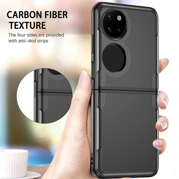 Huawei P50 Pocket Carbon Brazed TPU Drop Protection Phone Case(Black)