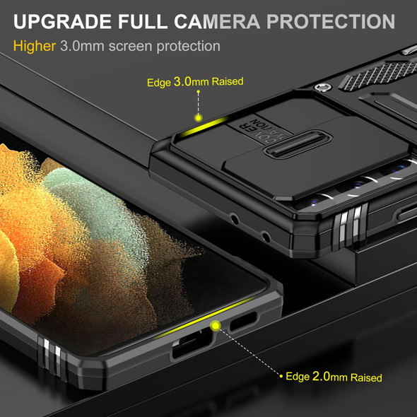 Samsung Galaxy S21 Ultra 5G Armor PC + TPU Camera Shield Phone Case(Black)