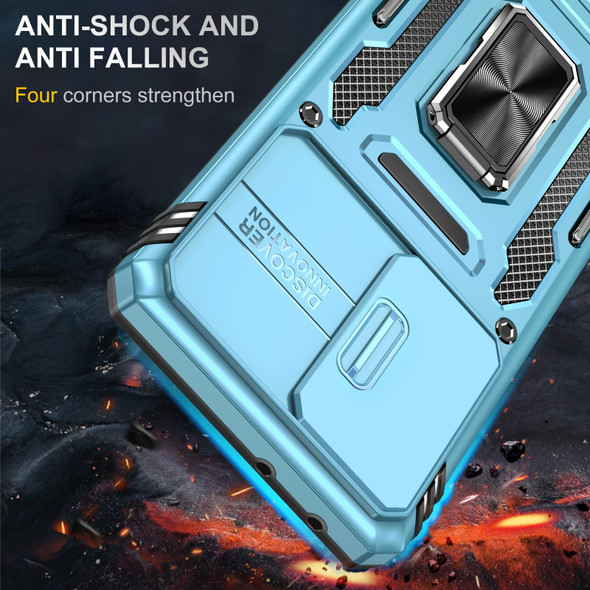 Samsung Galaxy S21 Ultra 5G Armor PC + TPU Camera Shield Phone Case(Light Blue)