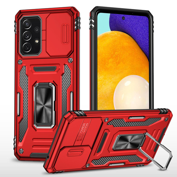 Samsung Galaxy A52 5G/4G Armor PC + TPU Camera Shield Phone Case(Red)