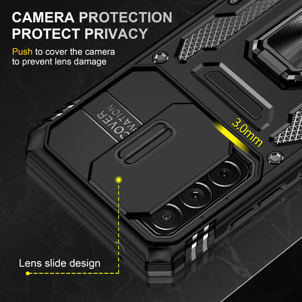 Samsung Galaxy A52 5G/4G Armor PC + TPU Camera Shield Phone Case(Black)